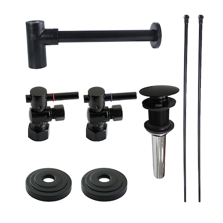 Kingston Brass Plumbing Sink Trim Kit with Bottle Trap and Drain No Overflow, Matte Black CC53300DLTRMK1